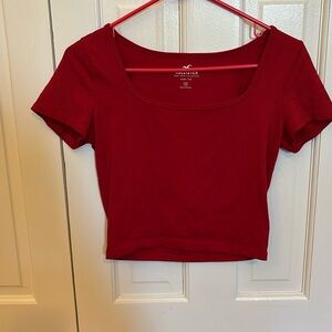 Hollister Medium Red Ribbed Crop Tee